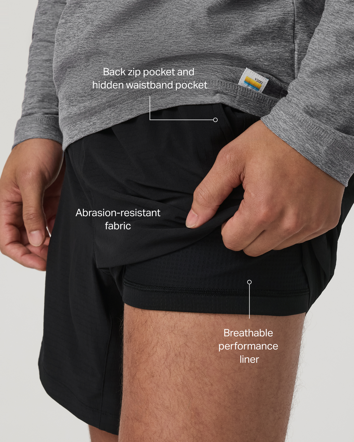 HardKore Short Lined 7" Men's Black Performance Shorts - Vuori
