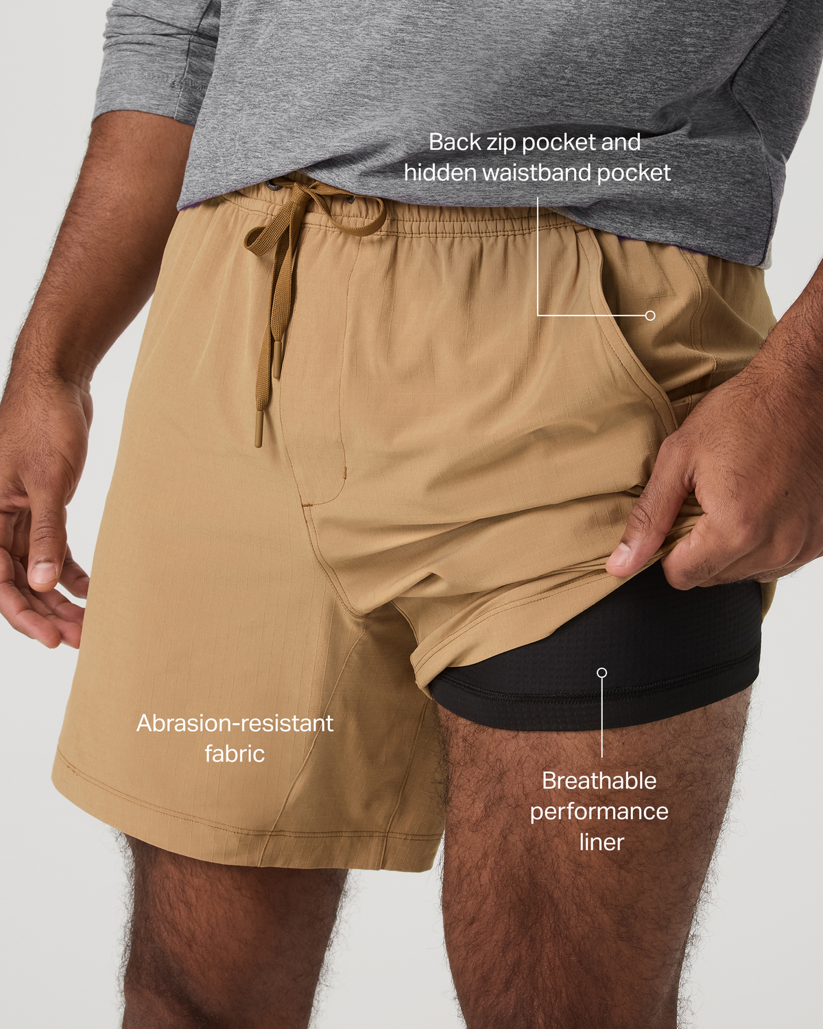 HardKore Short Lined 7" Men's Burlap Performance Shorts - Vuori