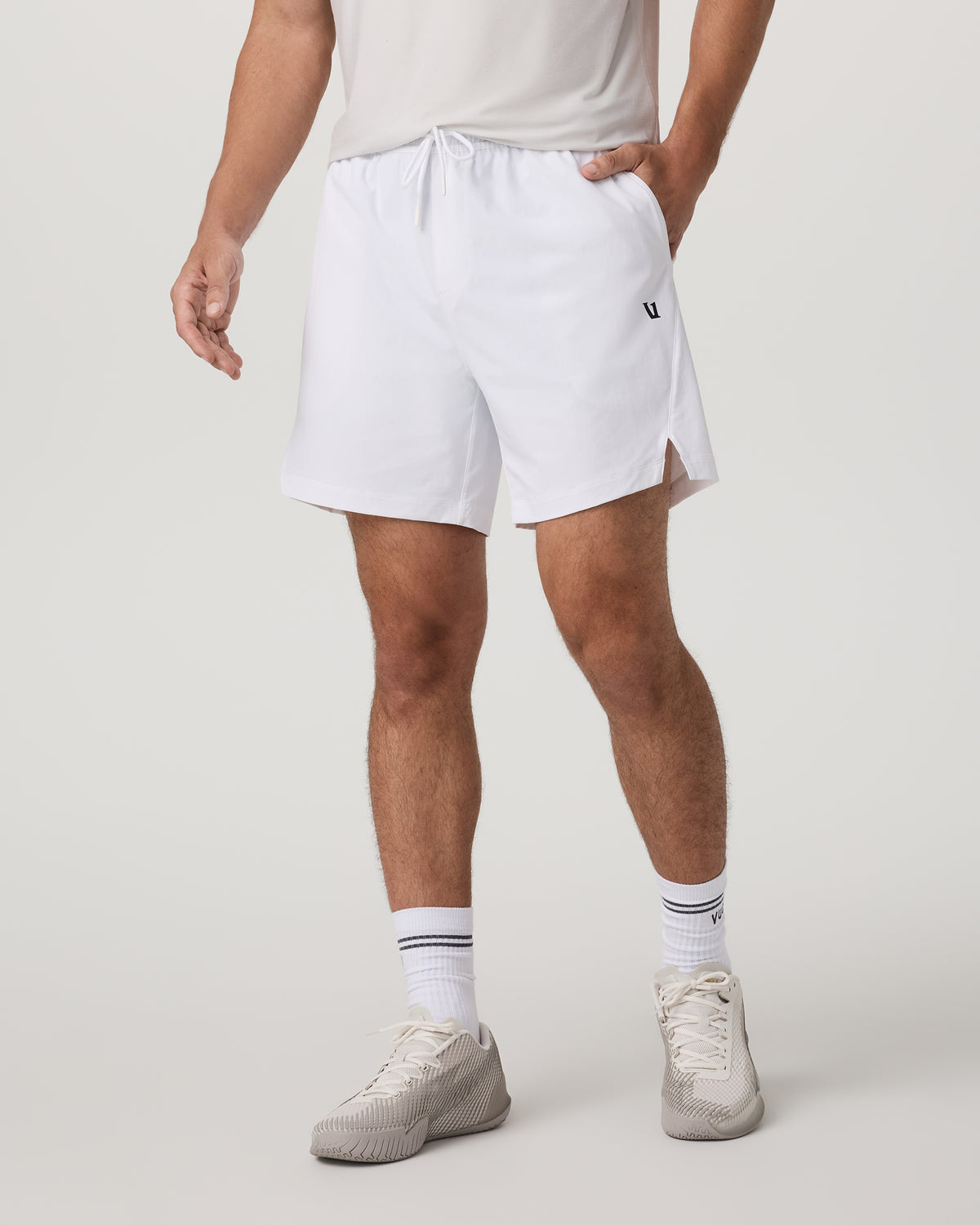 Crosscourt Short Unlined 7" Men's White Tennis Shorts - Vuori