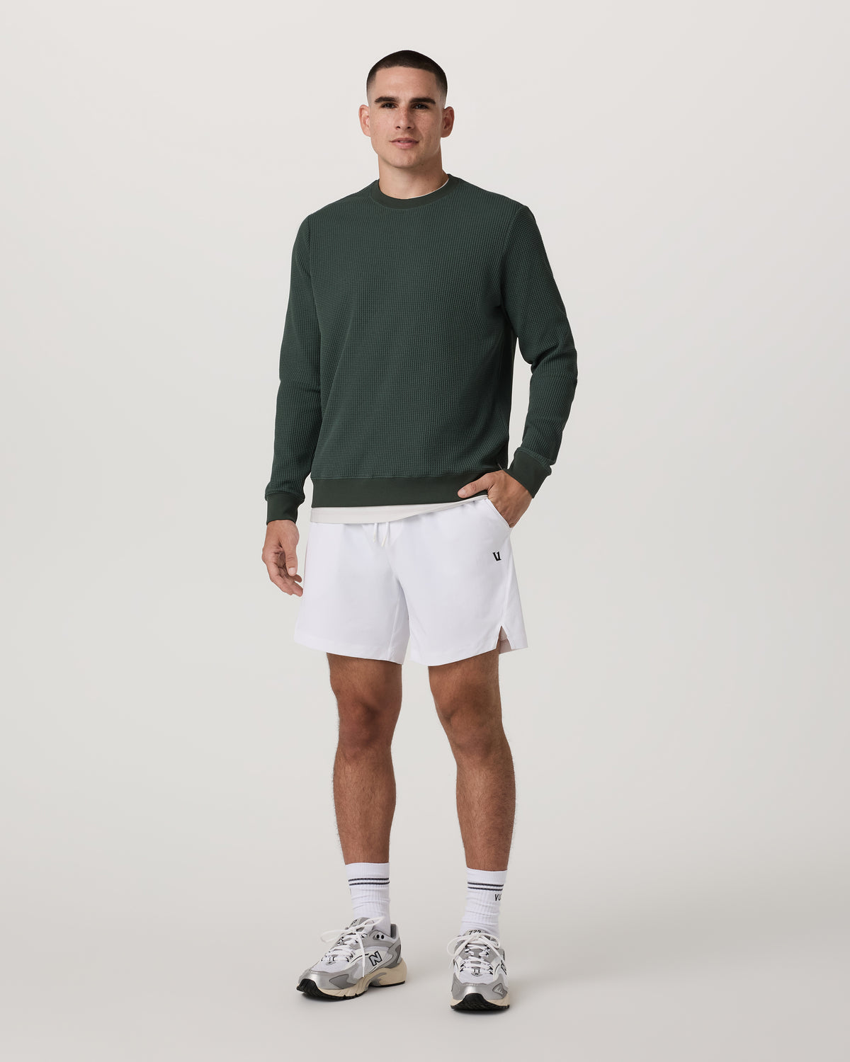Crosscourt Short Unlined 7" Men's White Tennis Shorts - Vuori