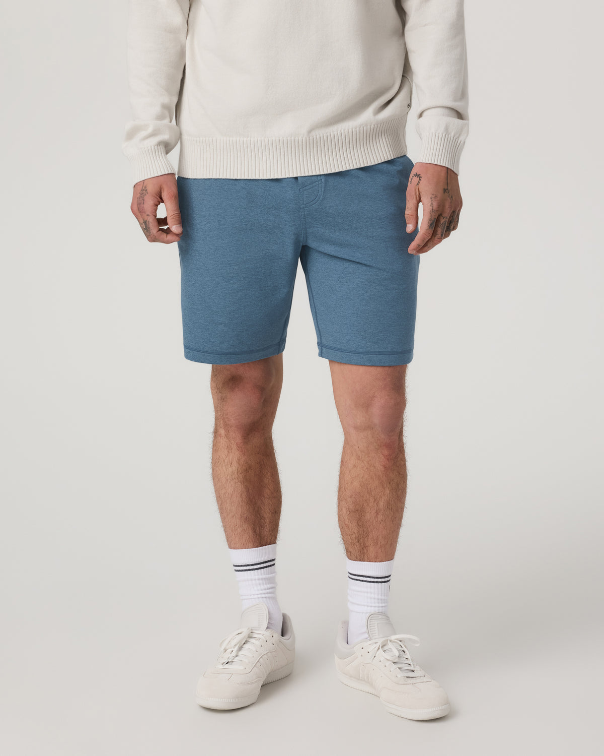 Coronado Short 8" Men's Pool Blue Heather Lounge Short - Vuori