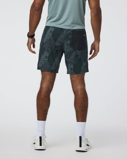 Kore Short Lined 7" Men's Black Leaves Athletic Shorts - Vuori