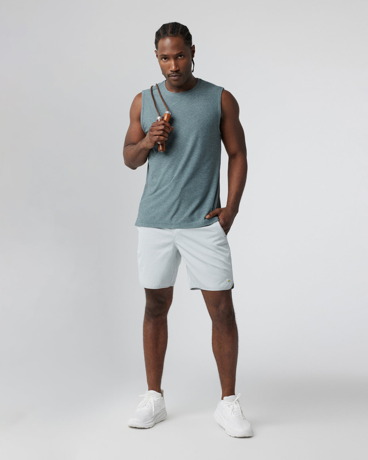 Banks Short Sky Grey Linen Texture Active Shorts - Vuori