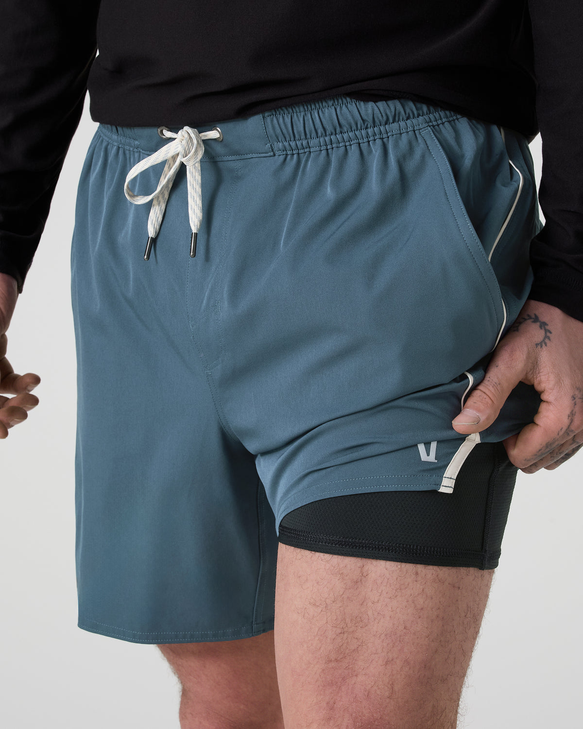 Trail Short 2.0 Pacific/Heather Grey Running Shorts - Vuori