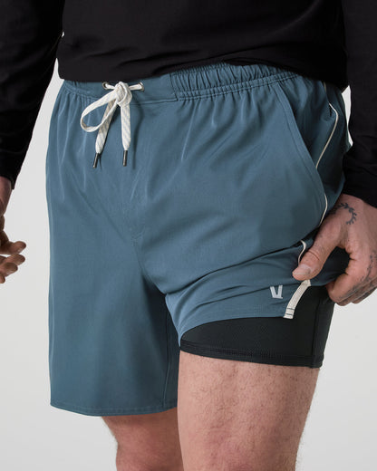 Trail Short 2.0 Pacific/Heather Grey Running Shorts - Vuori