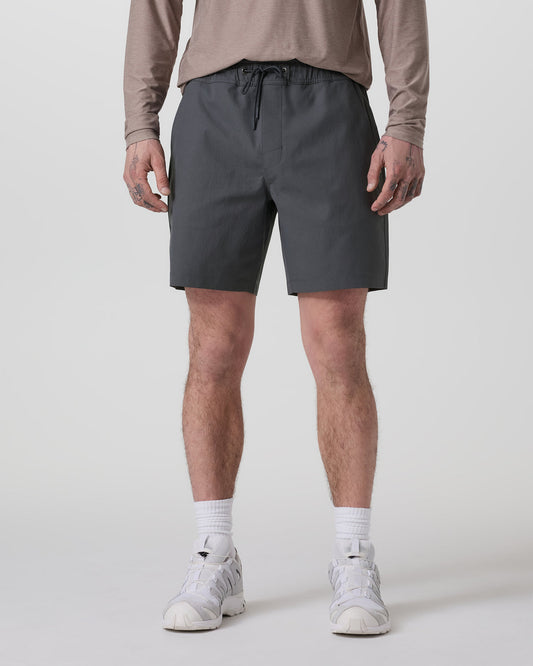 Cascade Crinkle Elastic Waist Short Classic Fit 8" Charcoal - Vuori