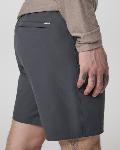 Cascade Crinkle Elastic Waist Short Classic Fit 8" Charcoal - Vuori