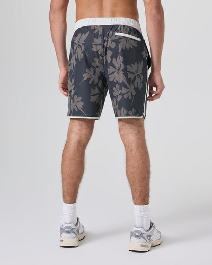 Banks Short Dark Pewter Plumeria Athletic Shorts - Vuori