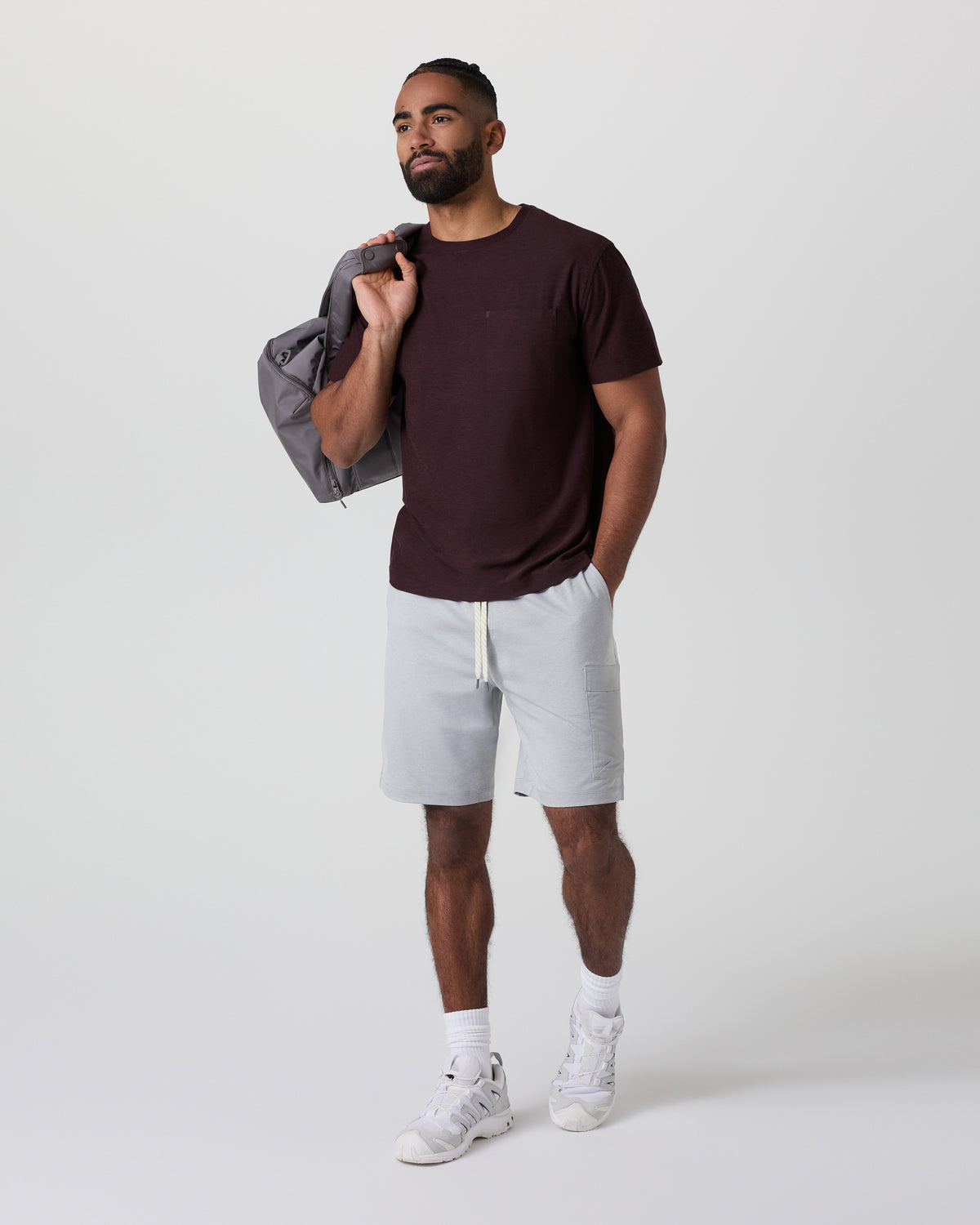 Sunday Performance Utility Short Classic Fit 8" Platinum Heather - Vuori