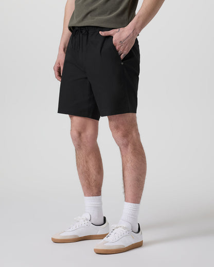 Cascade Crinkle Elastic Waist Short Classic Fit 8" Black - Vuori