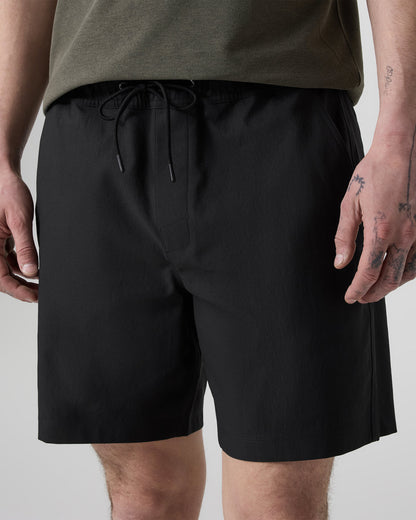 Cascade Crinkle Elastic Waist Short Classic Fit 8" Black - Vuori