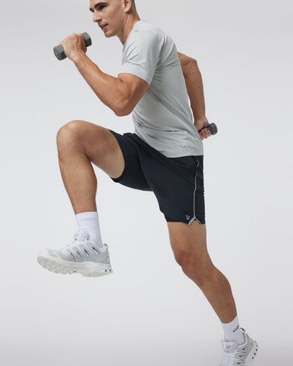 Trail Short 2.0 Black/Heather Grey Running Shorts - Vuori