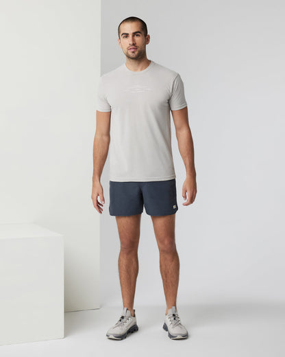 Banks Short 5" Navy Linen Texture Athletic Shorts - Vuori