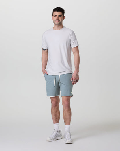 Banks Short Dusty Blue Slub Stripe Athletic Shorts - Vuori