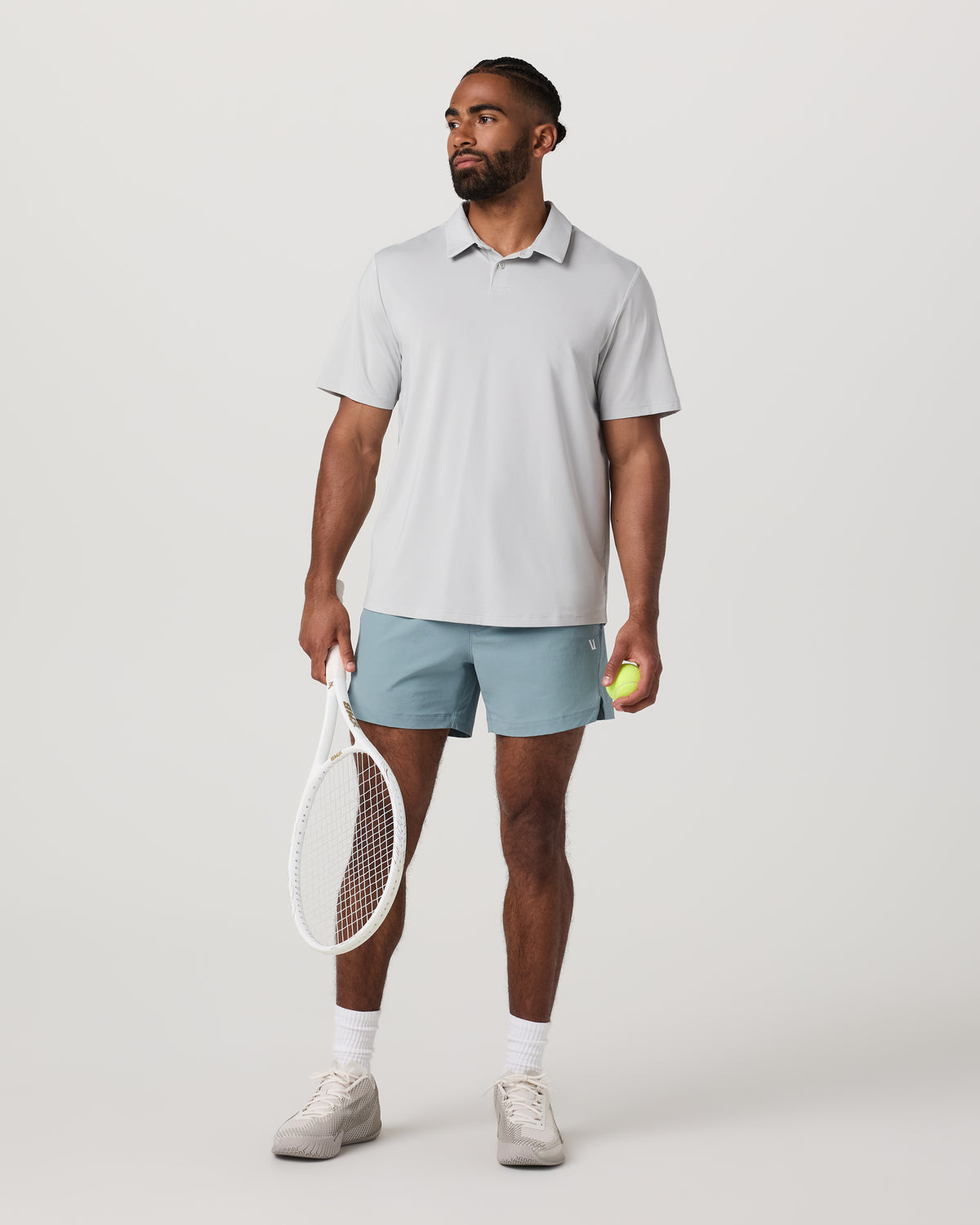 Crosscourt Short Unlined 5" Men's Mist Tennis Shorts - Vuori