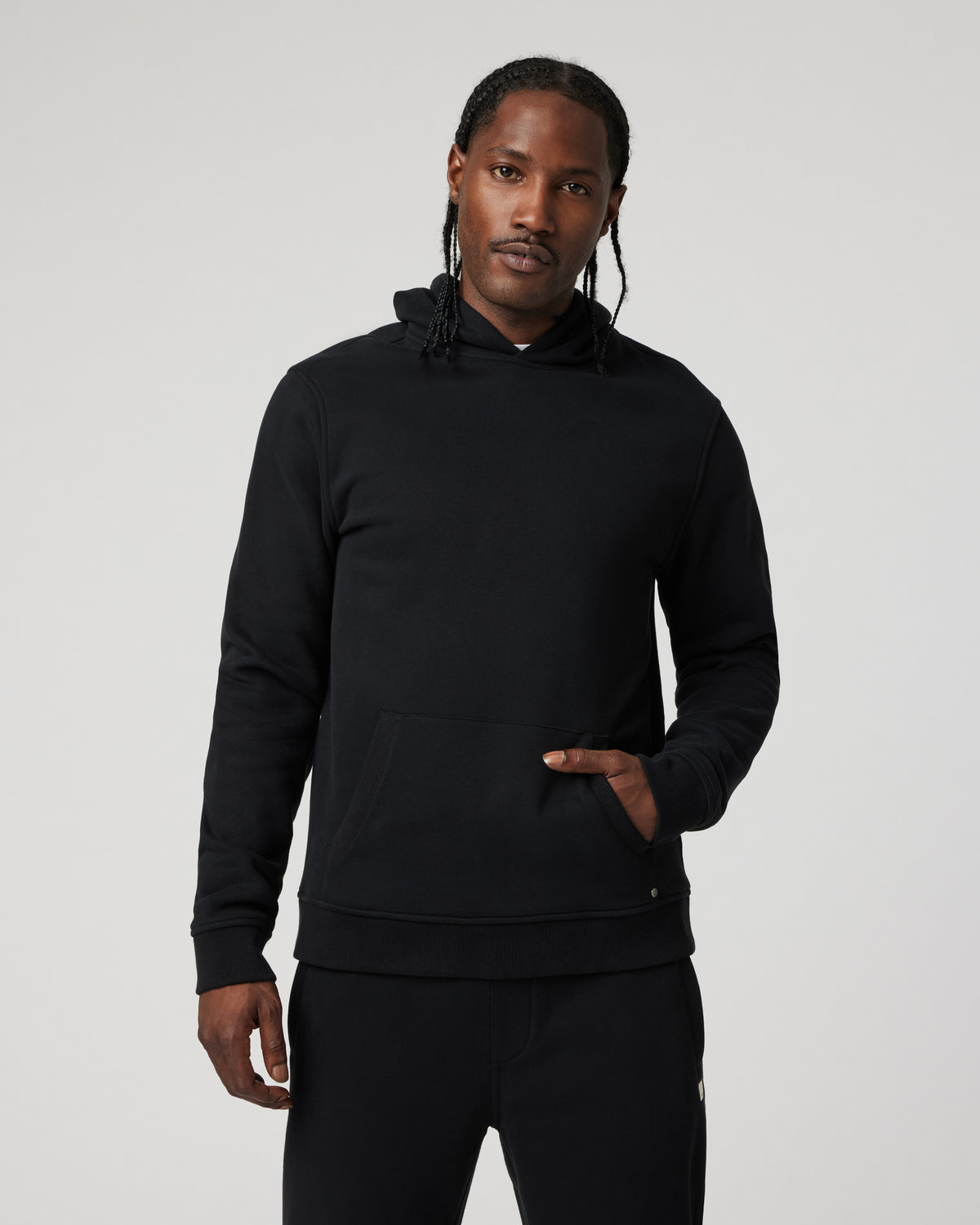 Seaside Pullover Hoodie Men's Black Fleece Hoodie - Vuori