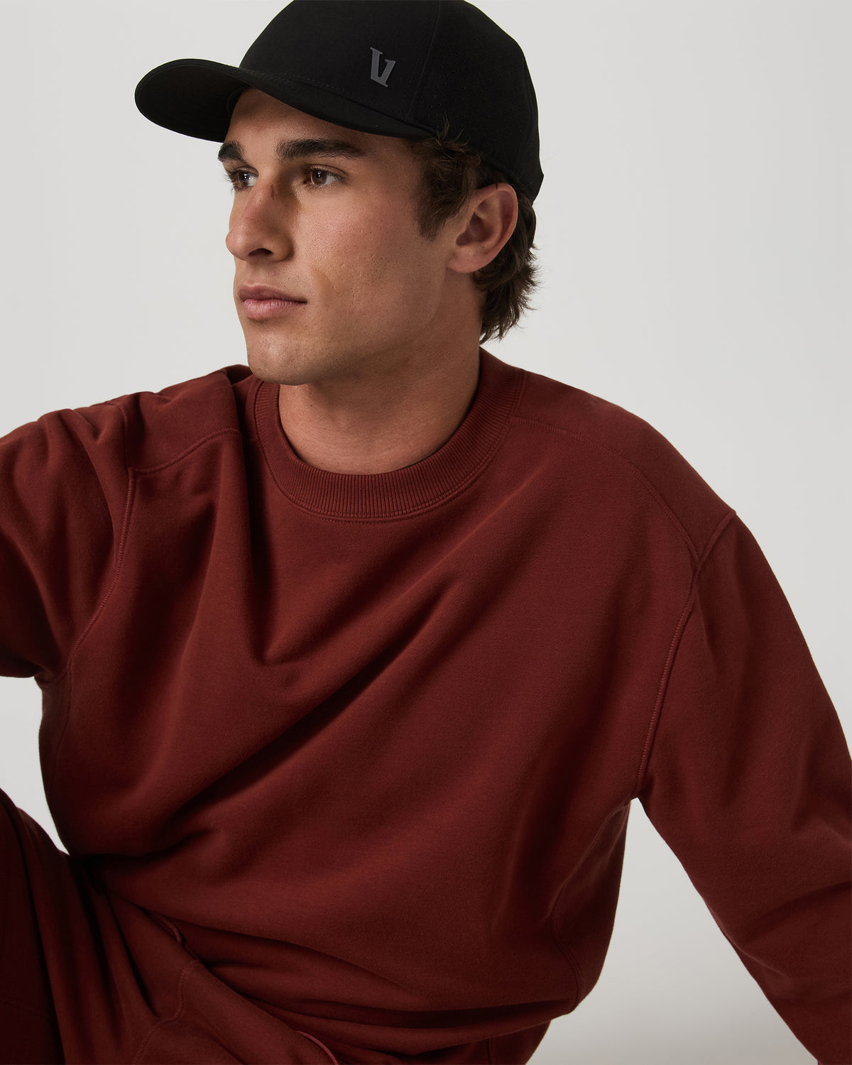 Cypress Vintage Crew Men's Firebrick Fleece Pullover - Vuori