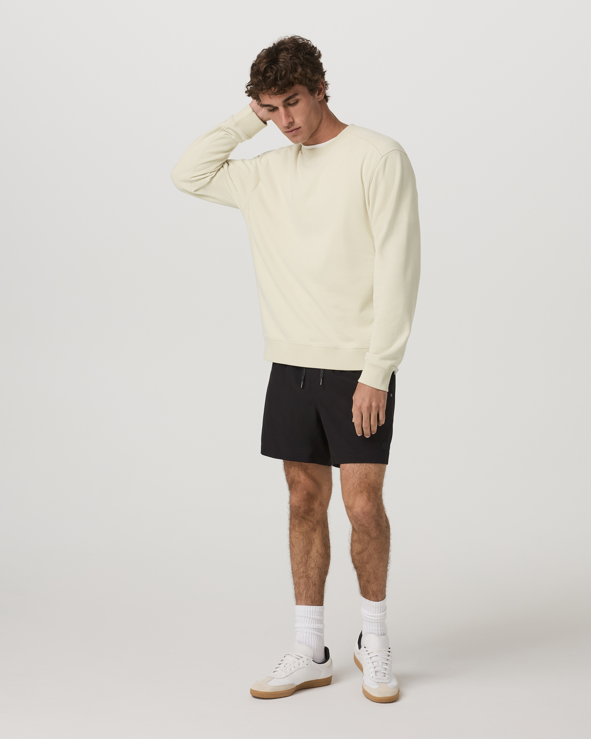 Cypress Vintage Crew Men's Sandalwood Fleece Pullover - Vuori