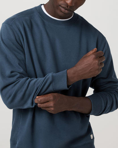 Cypress Vintage Crew Men's Ocean Blue Fleece Pullover - Vuori