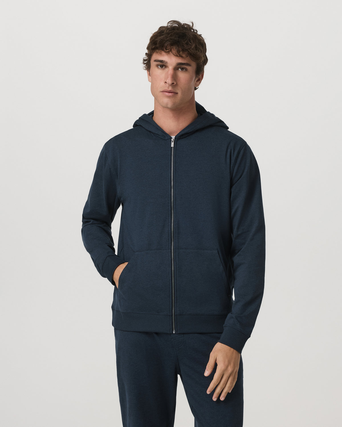Coronado Full Zip Hoodie 2.0 Men's Midnight Heather Jacket - Vuori