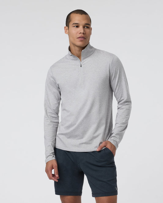 Ponto Half Zip Mock Neck Light Heather Grey - Vuori