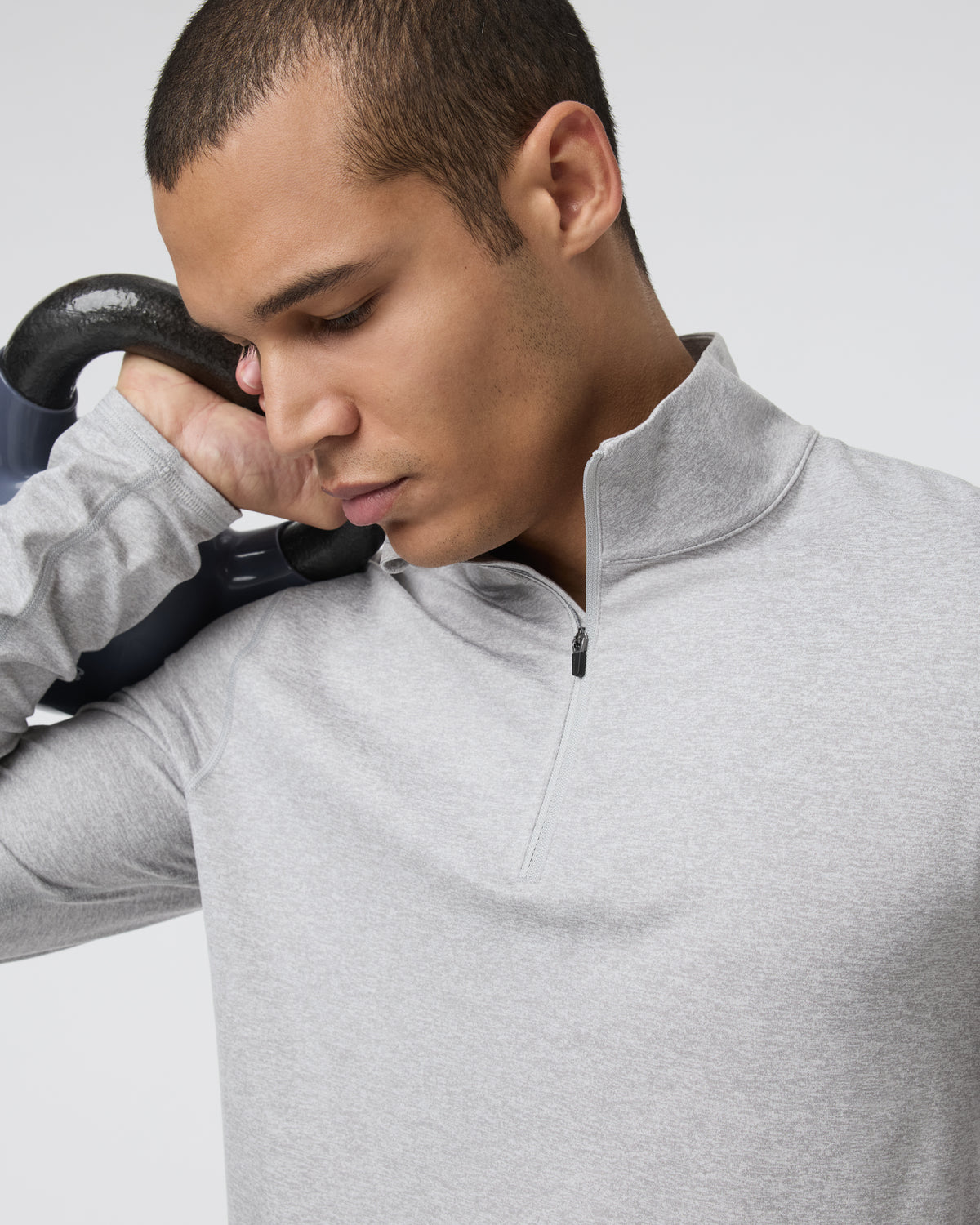 Ponto Half Zip Mock Neck Light Heather Grey - Vuori