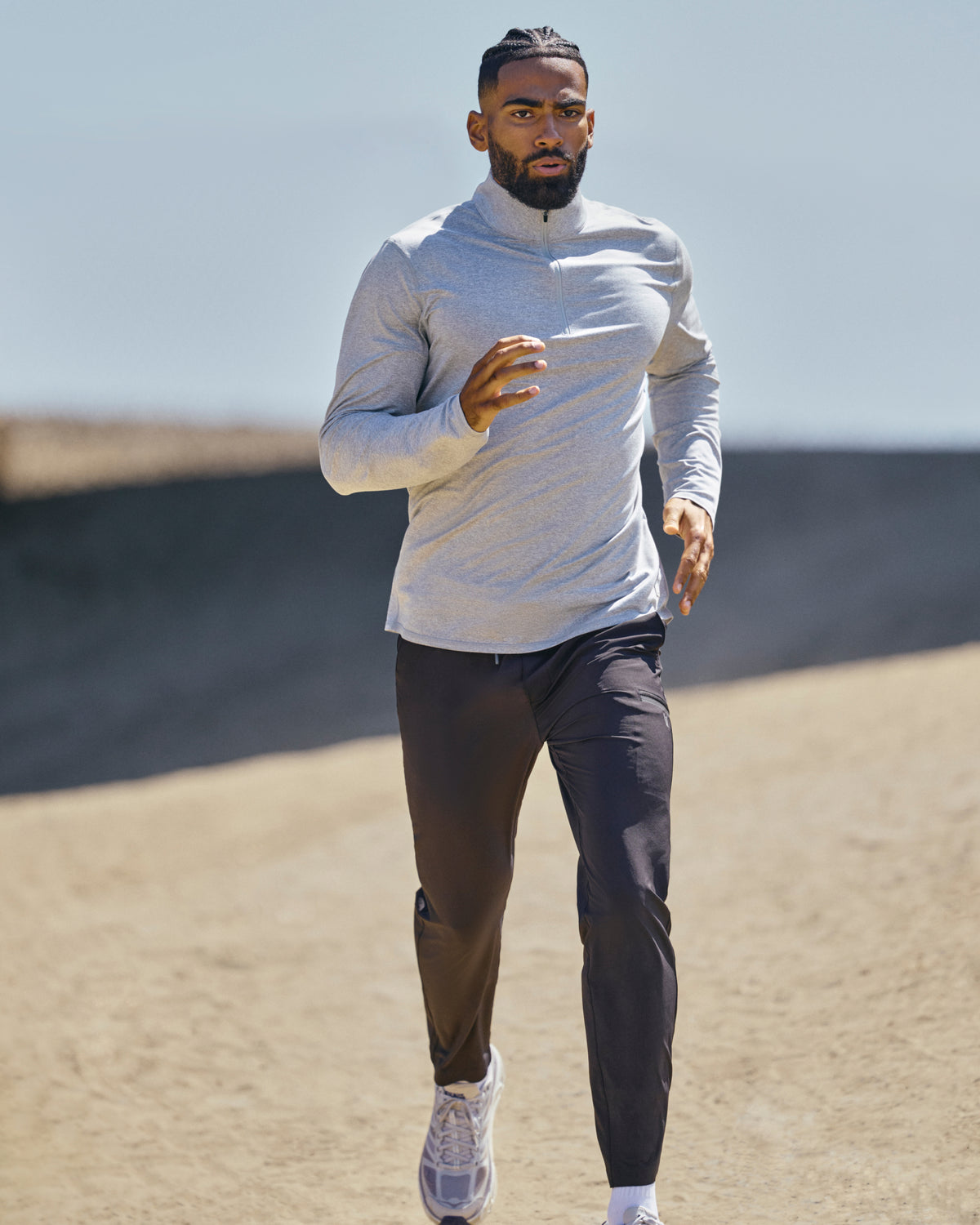 Ponto Half Zip Mock Neck Light Heather Grey - Vuori