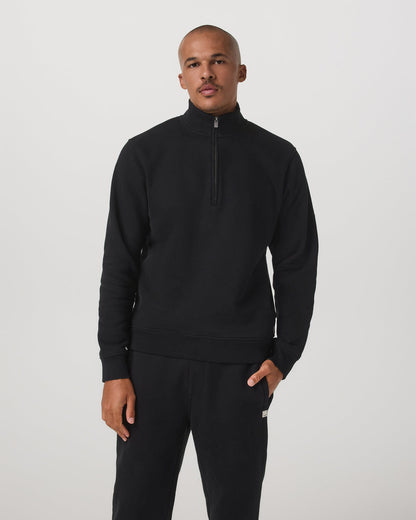 Seaside 1/2 Zip Classic Men's Black Pullover - Vuori