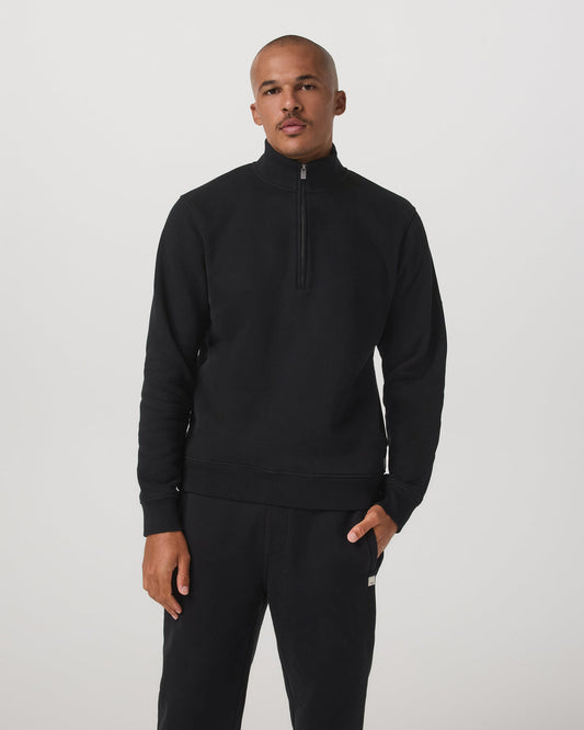 Seaside 1/2 Zip Classic Men's Black Pullover - Vuori