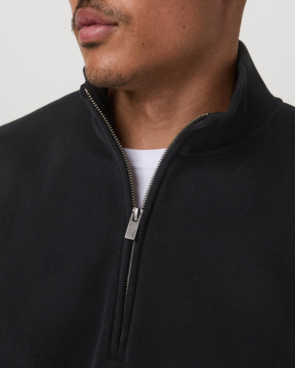 Seaside 1/2 Zip Classic Men's Black Pullover - Vuori