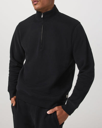 Seaside 1/2 Zip Classic Men's Black Pullover - Vuori