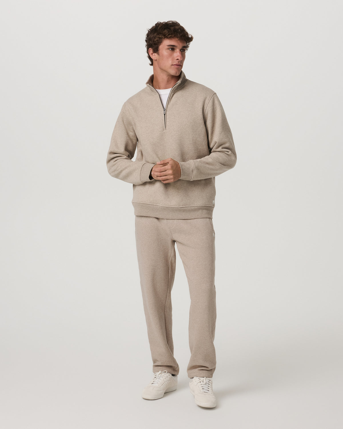 Seaside Half Zip Men's Acorn Heather Fleece Pullover - Vuori