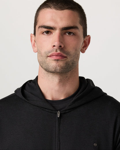 Ponto Full Zip Hoodie Men's Black Heather Hoodie - Vuori