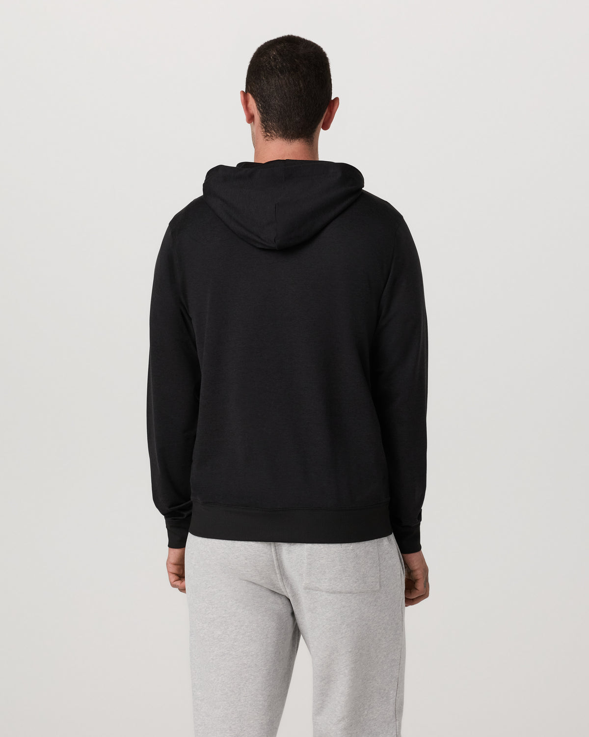 Ponto Full Zip Hoodie Men's Black Heather Hoodie - Vuori