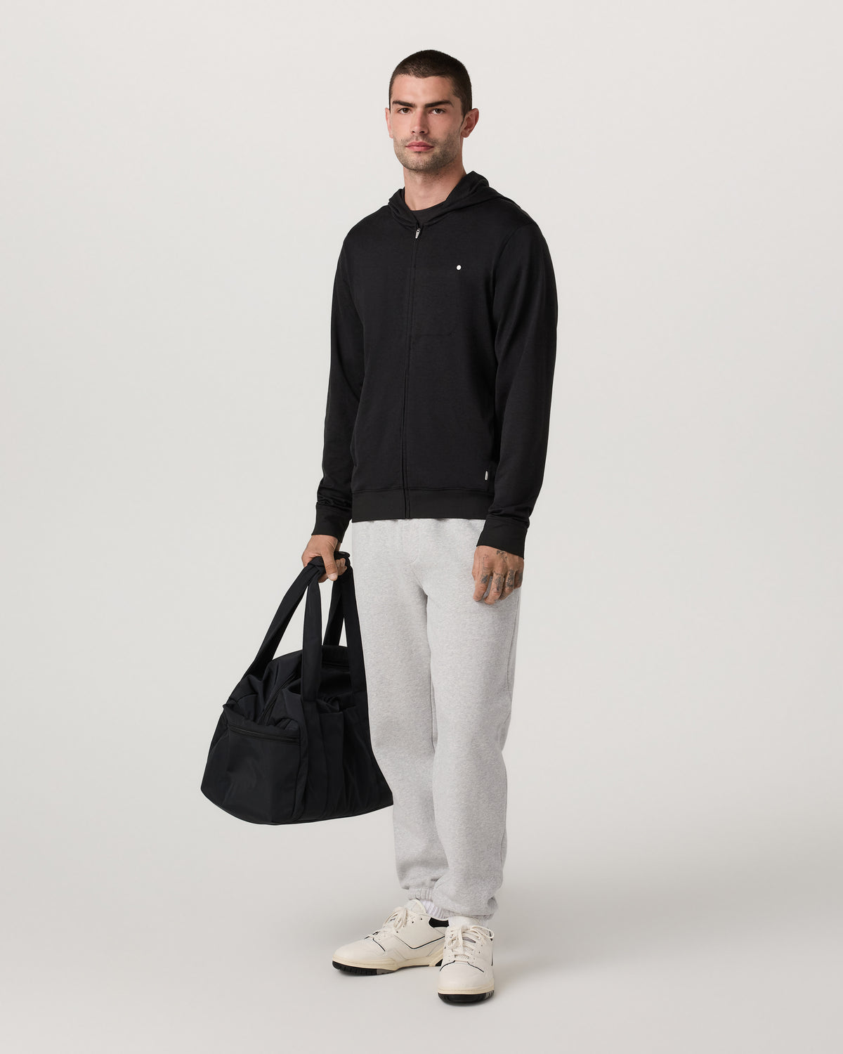 Ponto Full Zip Hoodie Men's Black Heather Hoodie - Vuori