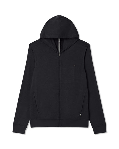 Ponto Full Zip Hoodie Men's Black Heather Hoodie - Vuori