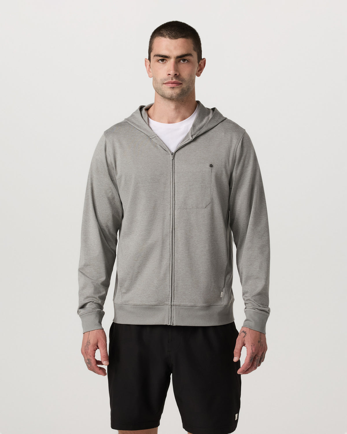 Ponto Full Zip Hoodie Men's Driftwood Heather Hoodie - Vuori