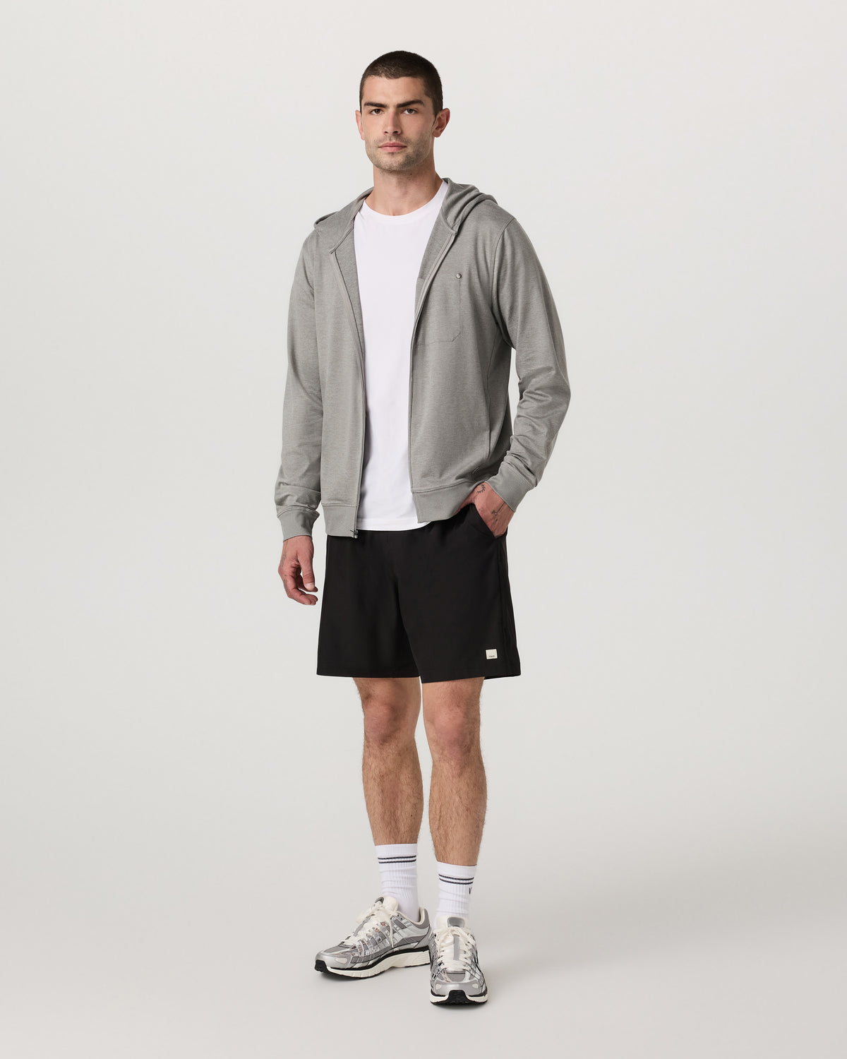 Ponto Full Zip Hoodie Men's Driftwood Heather Hoodie - Vuori