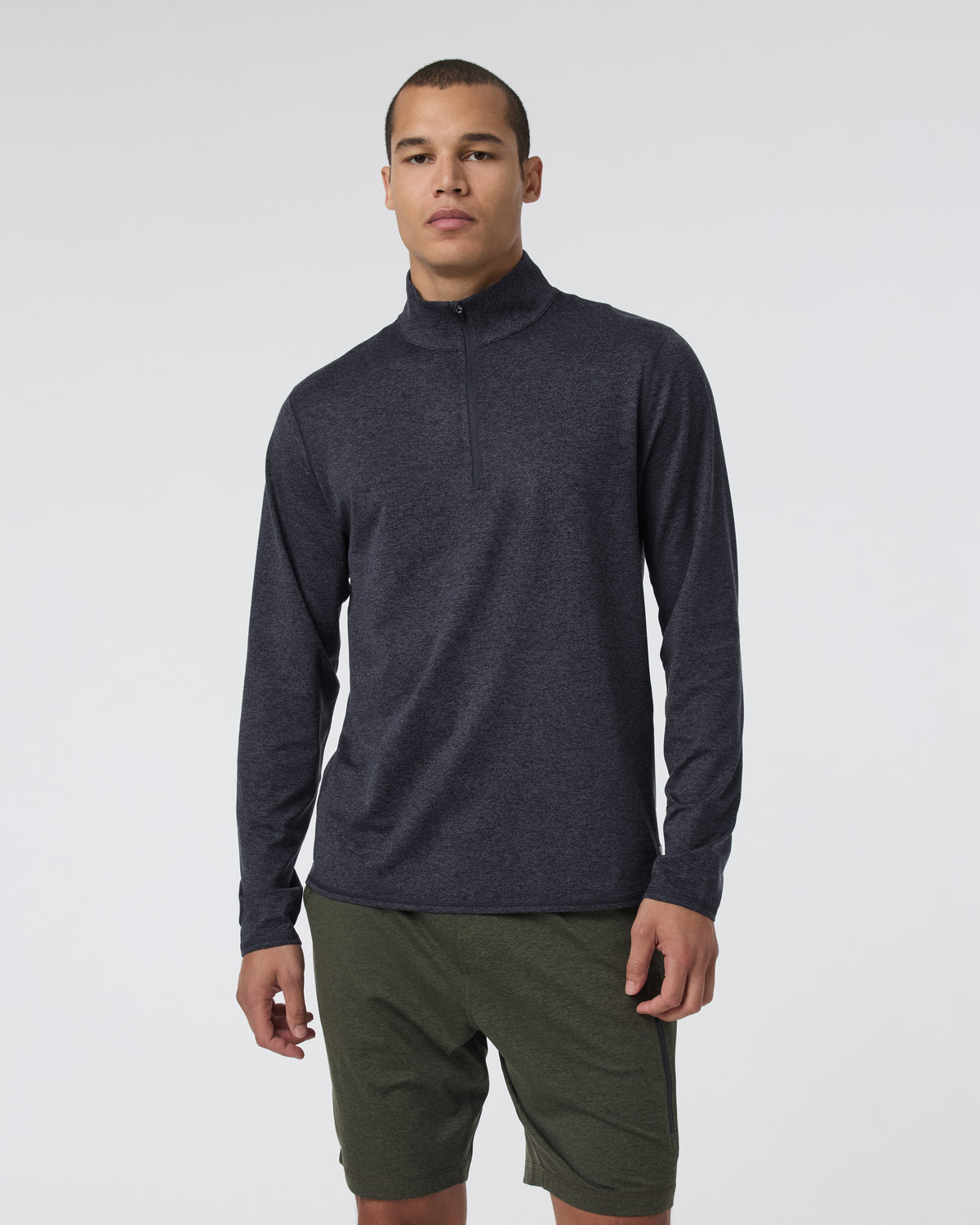 Ponto Half Zip Mock Neck Charcoal Heather - Vuori