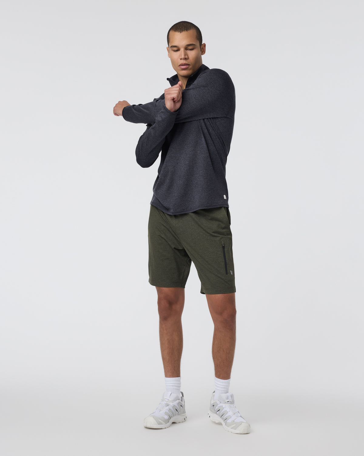 Ponto Half Zip Mock Neck Charcoal Heather - Vuori