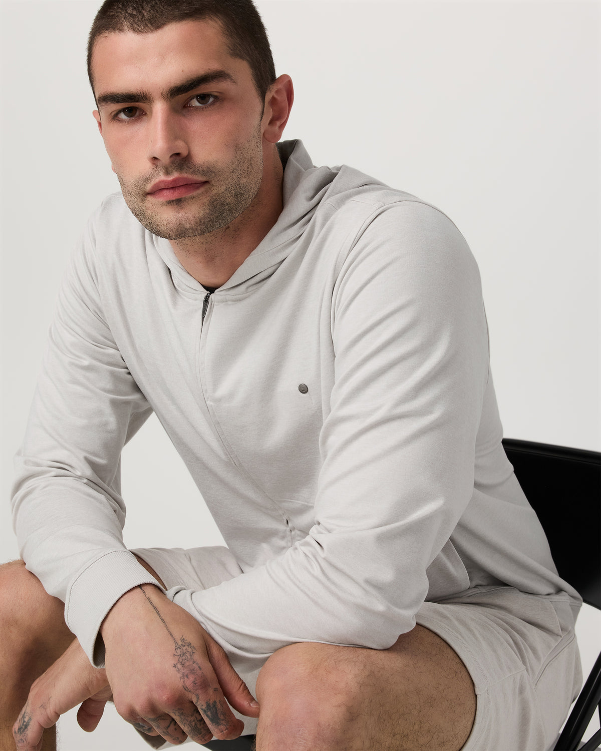 Ponto Full Zip Hoodie Men's Salt Heather Hoodie - Vuori