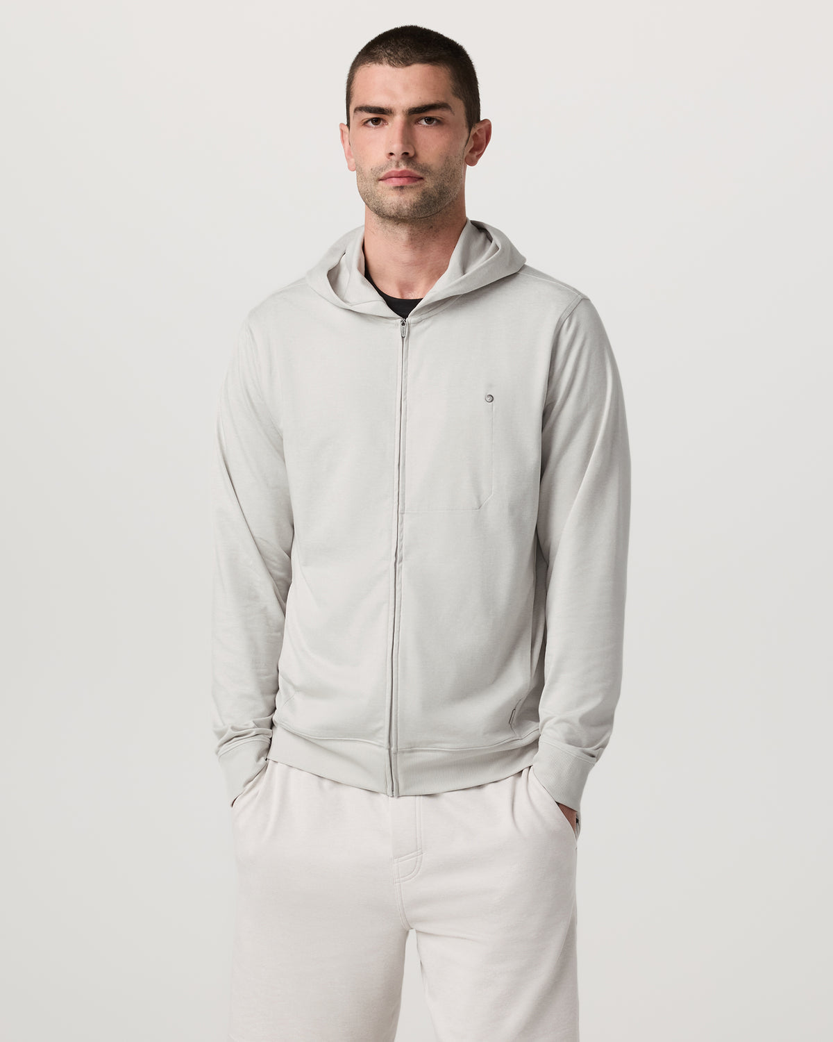 Ponto Full Zip Hoodie Men's Salt Heather Hoodie - Vuori