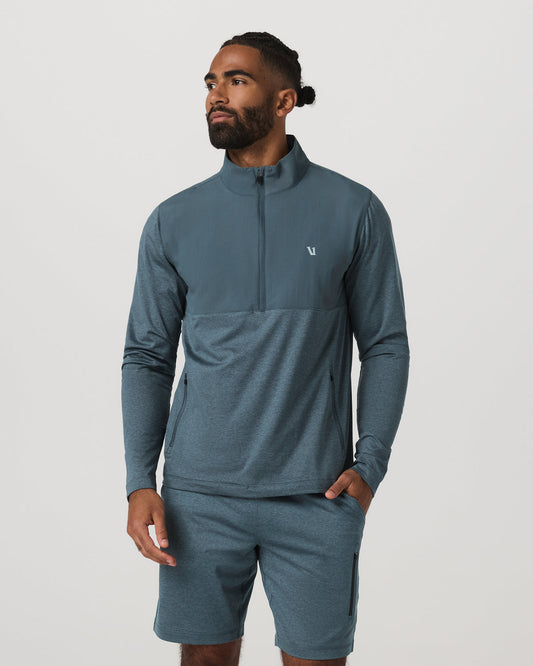 Sunday Element Half Zip Men's Blue Sea Heather Layer - Vuori