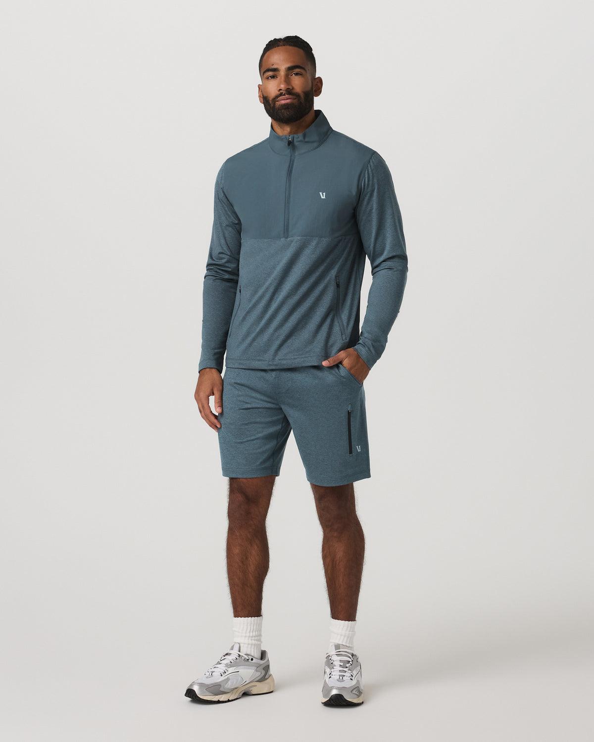 Sunday Element Half Zip Men's Blue Sea Heather Layer - Vuori