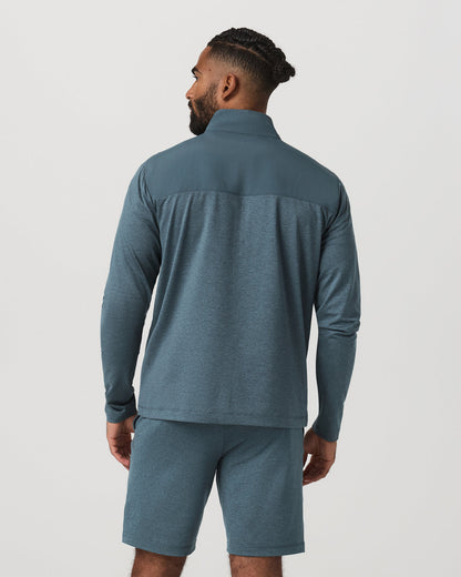 Sunday Element Half Zip Men's Blue Sea Heather Layer - Vuori