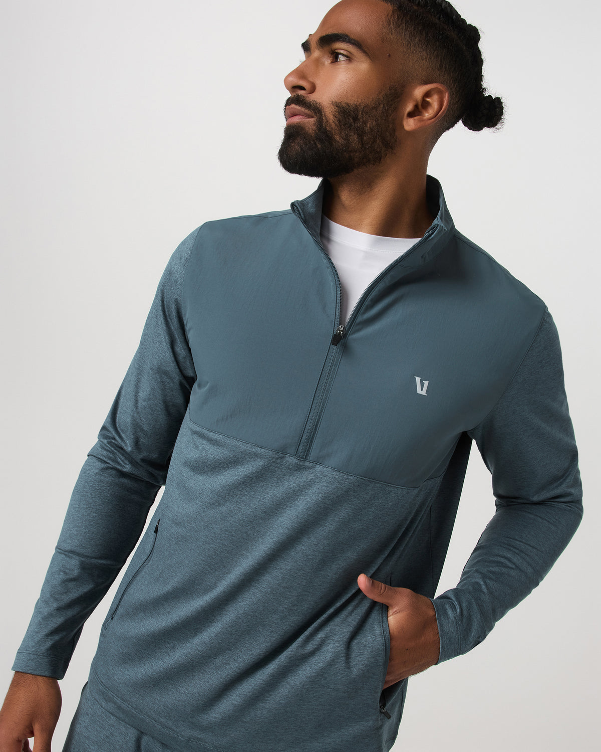 Sunday Element Half Zip Men's Blue Sea Heather Layer - Vuori