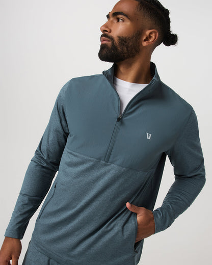 Sunday Element Half Zip Men's Blue Sea Heather Layer - Vuori