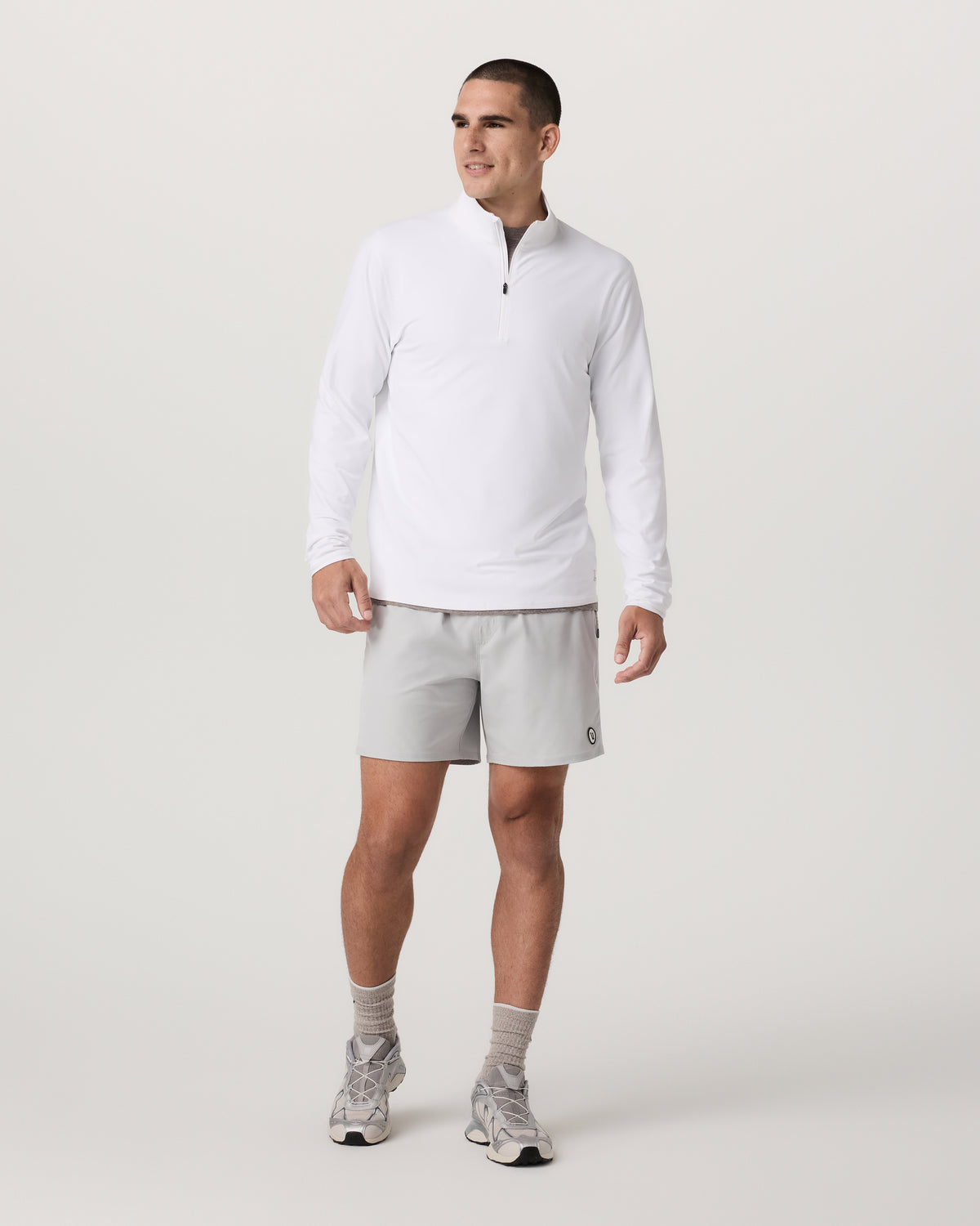 Ponto 1/2 Zip Mock Neck Men's White Mock Neck Top - Vuori