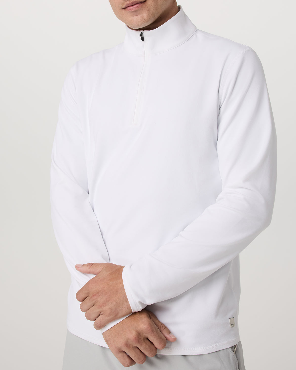 Ponto 1/2 Zip Mock Neck Men's White Mock Neck Top - Vuori