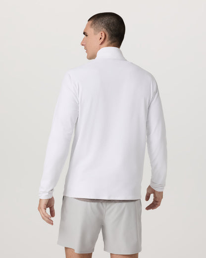 Ponto 1/2 Zip Mock Neck Men's White Mock Neck Top - Vuori